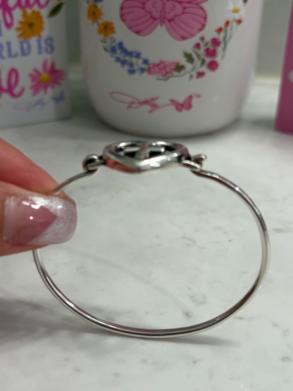 James Avery Silver Heart Accent Bangle Bracelet